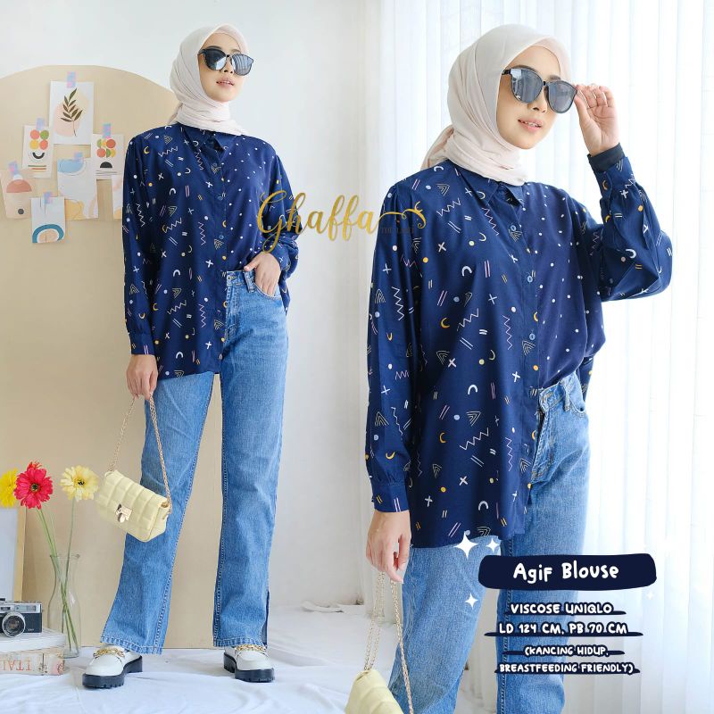 Blouse muslimah / Agif blouse by ghaffa the label / blouse motif modern