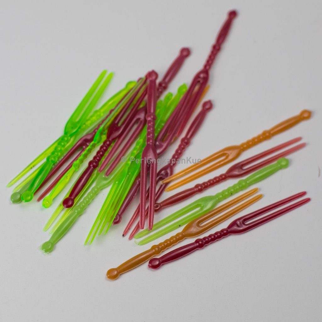 Isi 100 Pcs Garpu plastik kecil Warna