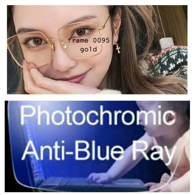 Frame Kacamata Wanita Terbaru Anti Radiasi BLUERAY PHOTOCROMIC, Kaca mata Minus, Kacamata Plus