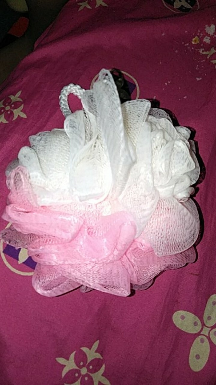 Shower Puff Bahan Pe Aneka Warna