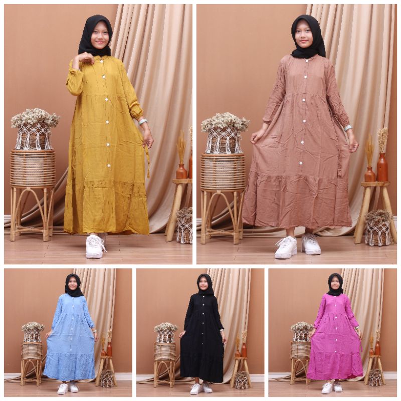 GAMIS ANAK TANGGUNG TERBARU ANNA DRESS | UMUR 9 - 11 TAHUN 2 SERIAN WARNA