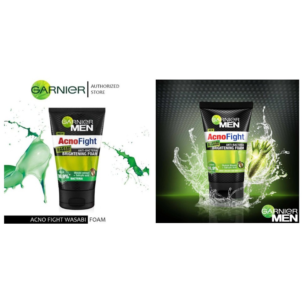 Garnier Men Acno Fight Anti-Acne Scrub In Foam Cleanser | Garnier Men Acno Fight Wasabi Brightening