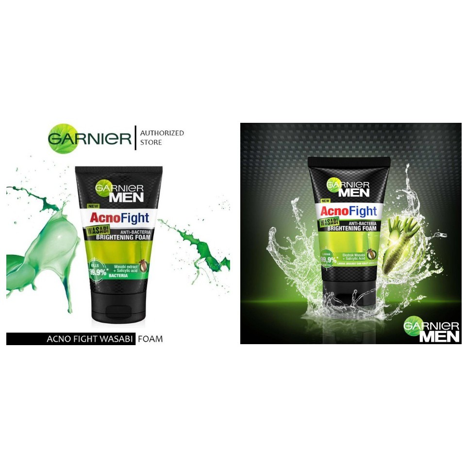 Garnier Men Acno Fight Anti-Acne Scrub In Foam Cleanser | Garnier Men Acno Fight Wasabi Brightening