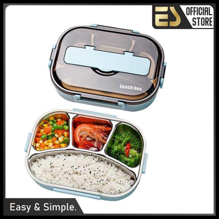 Es Kotak Tempat Makan Siang Stainless Dewasa Anak Lunch Box