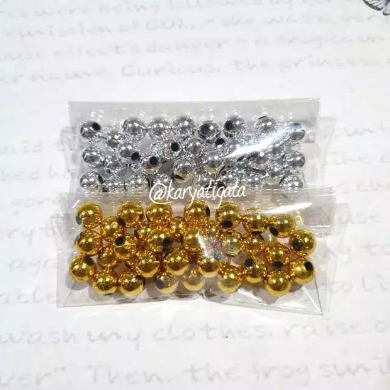 Mote Manik Mutiara 8 mm Emas/Perak (10 gram)