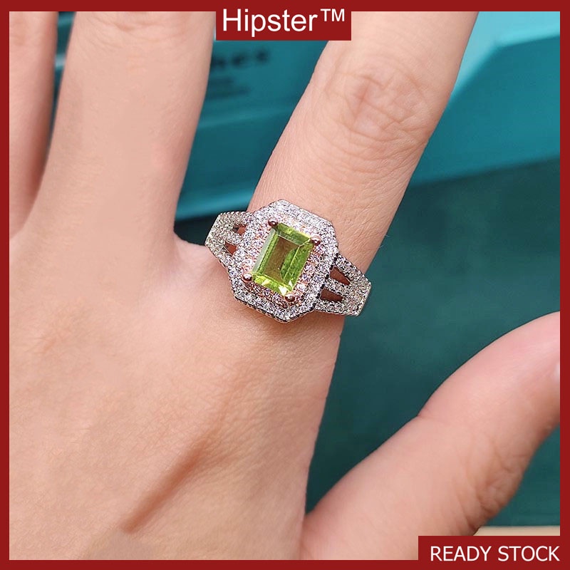 Natural Peridot Ring Women's Opening