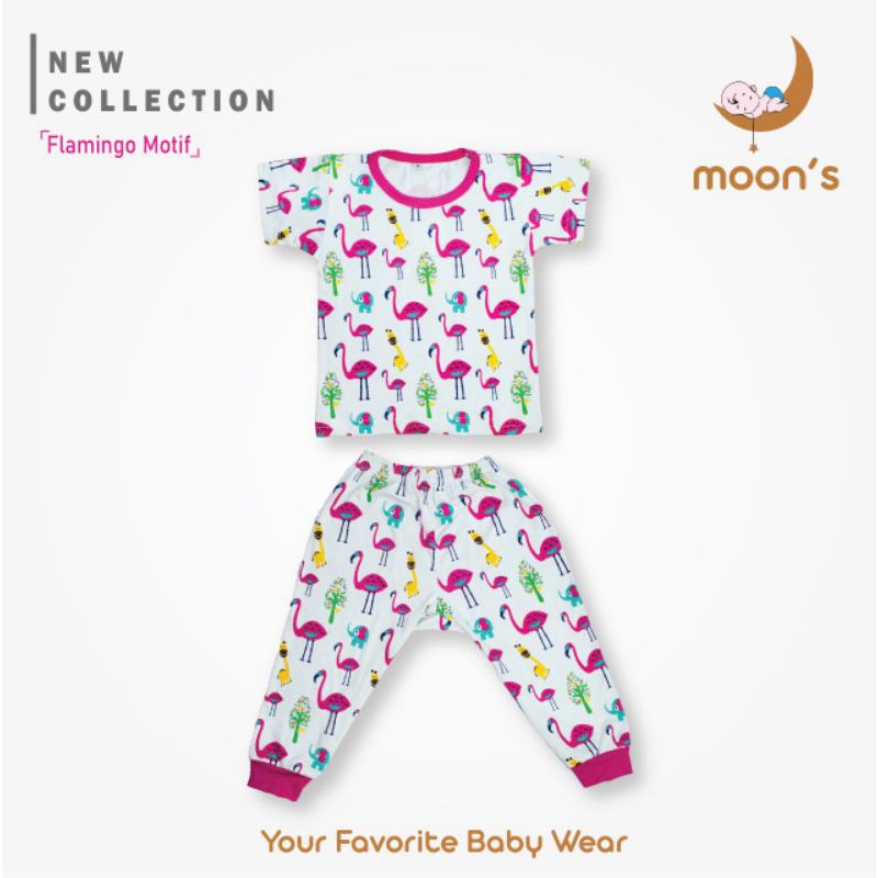 SML Moons Baju Bayi Stelan Panjang Pendek kutung PREMIUM MOONS ,Pakaian Bayi SML, Baju bayi murah