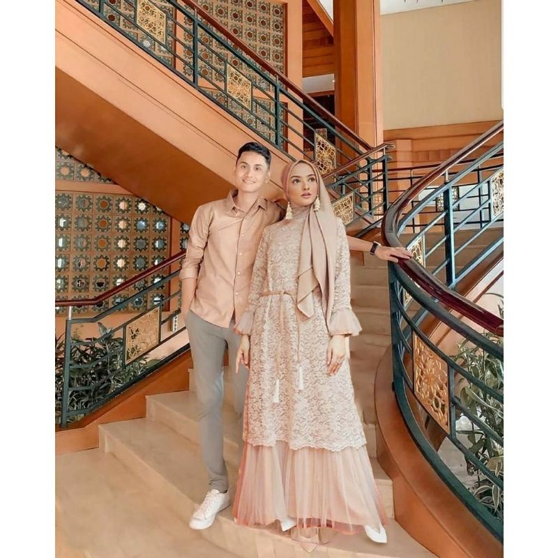 AGNIA MAXI DRESS CP / COUPLE AGNIA BRUKAT baju couple gamis kemeja muslim baju muslim muslimah