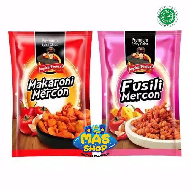 

FUSILI MERCON, MAKARONI MERCON JENDERAL PEDAS SNACK