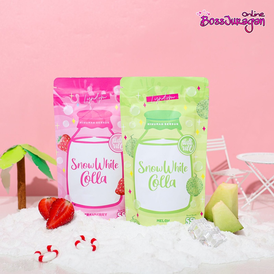 (BOSS) SNOW WHITE COLLA MELON/STRAWBERRY 55gr / collagen drink / minuman collagen snow white / minuman bubuk collagen / SNOW WHITE COLLAGEN DRINK