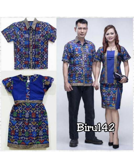 Couple batik Keluarga 142 pd Sarimbit Pasangan kain prodo wanita rok n blouse kantor modern