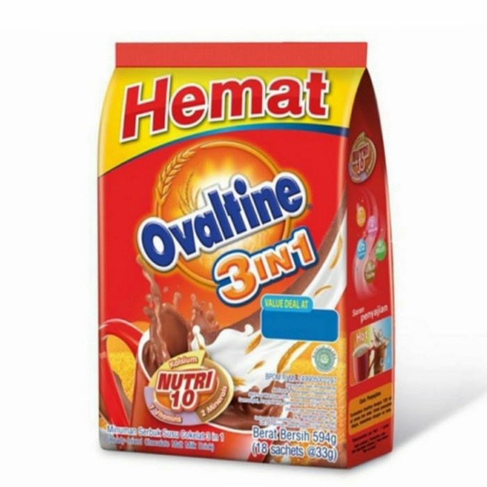 

DISKON - (BISA COD) Ovaltine 3 in 1 3in1 Sticks Drink Minuman Susu Bubuk Coklat 18 x 33gr