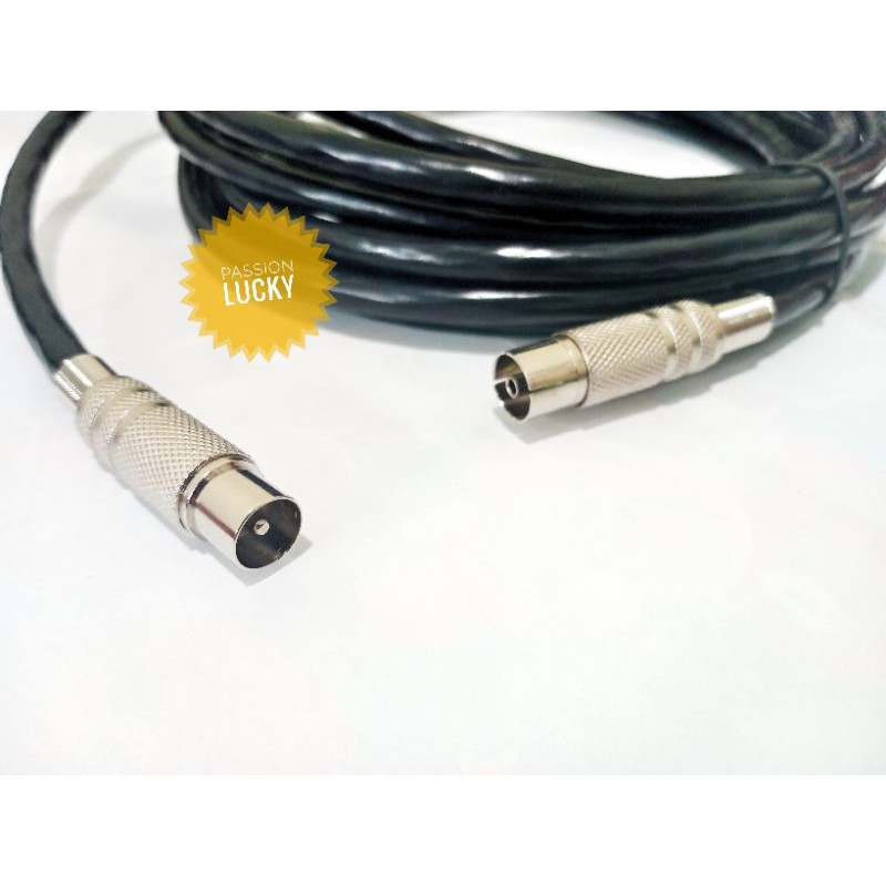 KABEL LOOPOUT ANTENA/KABEL ANTENA HITAM 5C +KONEKTOR +JACK COAXIAL CABLE TV 75 OHM KUALITAS ORIGINAL