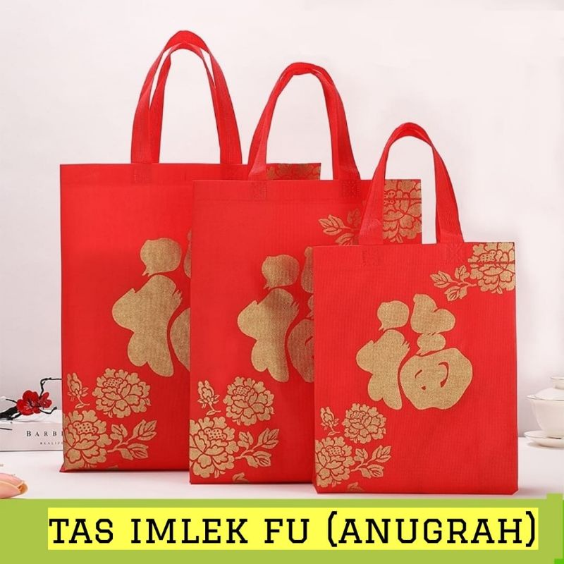 TAS TENTENG IMLEK KAIN TAS HAMPER SOUVENIR MERAH FU