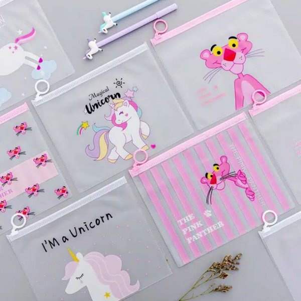 Zipper Bag Transparan  / Tempat Pensil UNICORN PC009 PC010