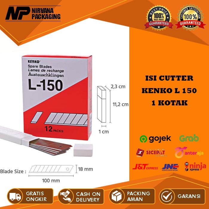

ISI PISAU CUTTER CUTER BESAR KENKO L 150 L150 L-500 REFILL KATER SEKOTAK (12 TUBE)