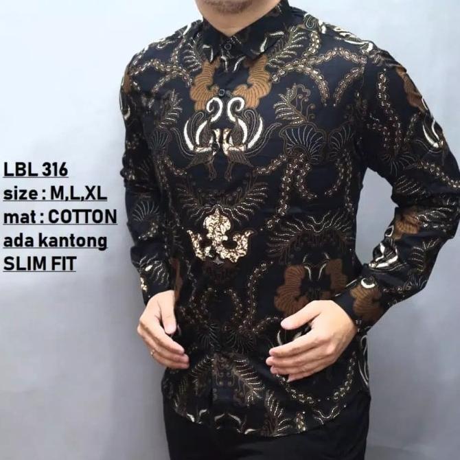 Lbl 416 Kemeja Batik Pria Slimfit Luigi Batani
