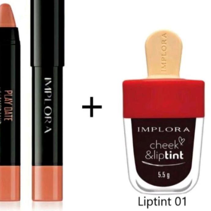 Paket ombre implora lip crayon playdate + liptint vampire blood ハ