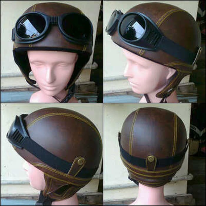 Helm Retro Vespa Classic Kupingan Coklat