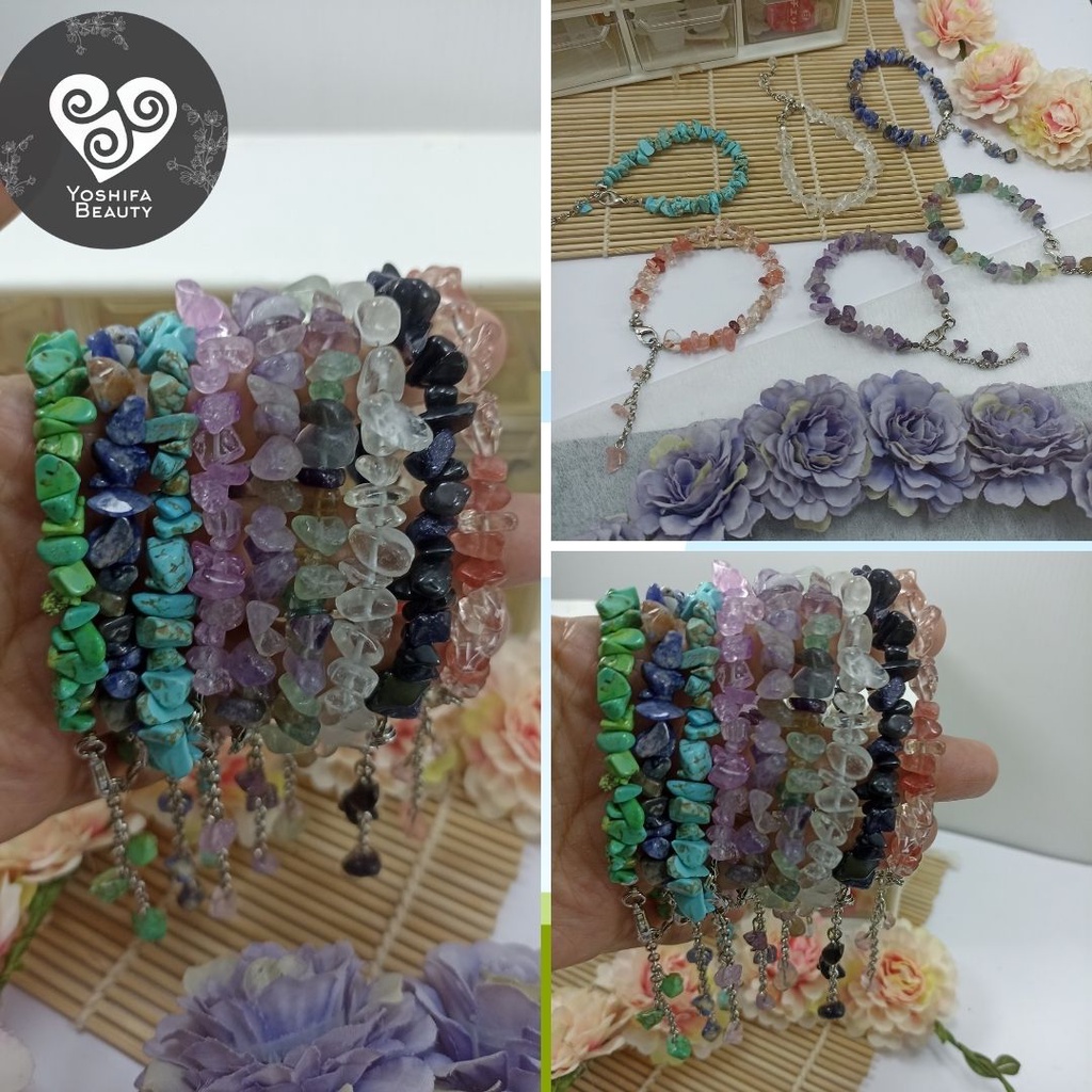 Gelang Tali Etnik | Gelang Batu Kerikil Asli | Gelang batu vintage | Gelang Batu Pecah | Gelang murah | Natural Chips Stone Bracelet