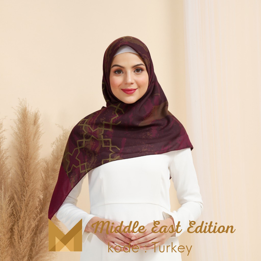 Meirista Hijab Middle East Edition Turkey | Kerudung Segi Empat Lasercut Segiempat Voal Premium Printing Motif