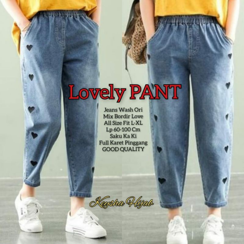 Celana Panjang HW Kulot Jeans Love Boyfriend Jeans Korea Jeans Celana Jeans Impor-Saerah Fashion Sydne Pants