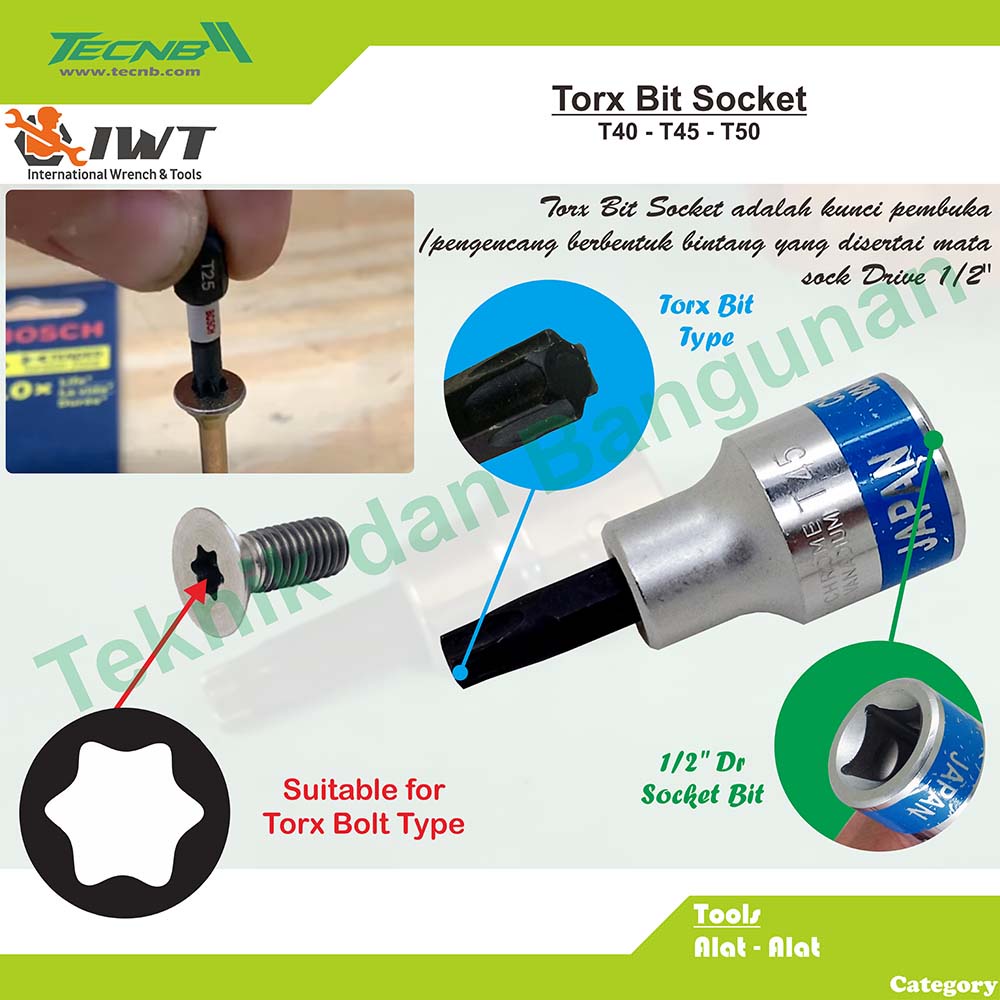 IWT Torx Bit Socket 1/2"