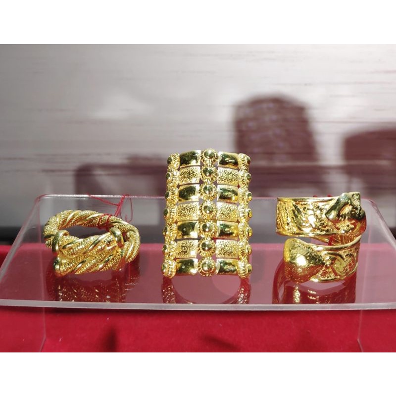 Cincin polos & motif variasi emas 24 asli, 2 suku (13.4gr) 24k karat Kadar 92% utk pria & wanita