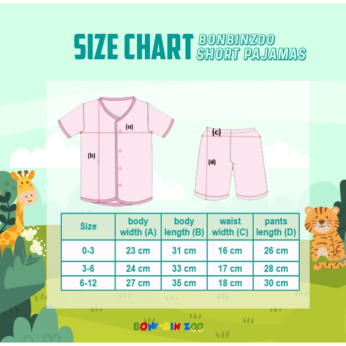 BONBINZOO SETELAN BAJU ANAK POINTELLE BABY BAJU TIDUR ANAK PENDEK 0-12 BULAN