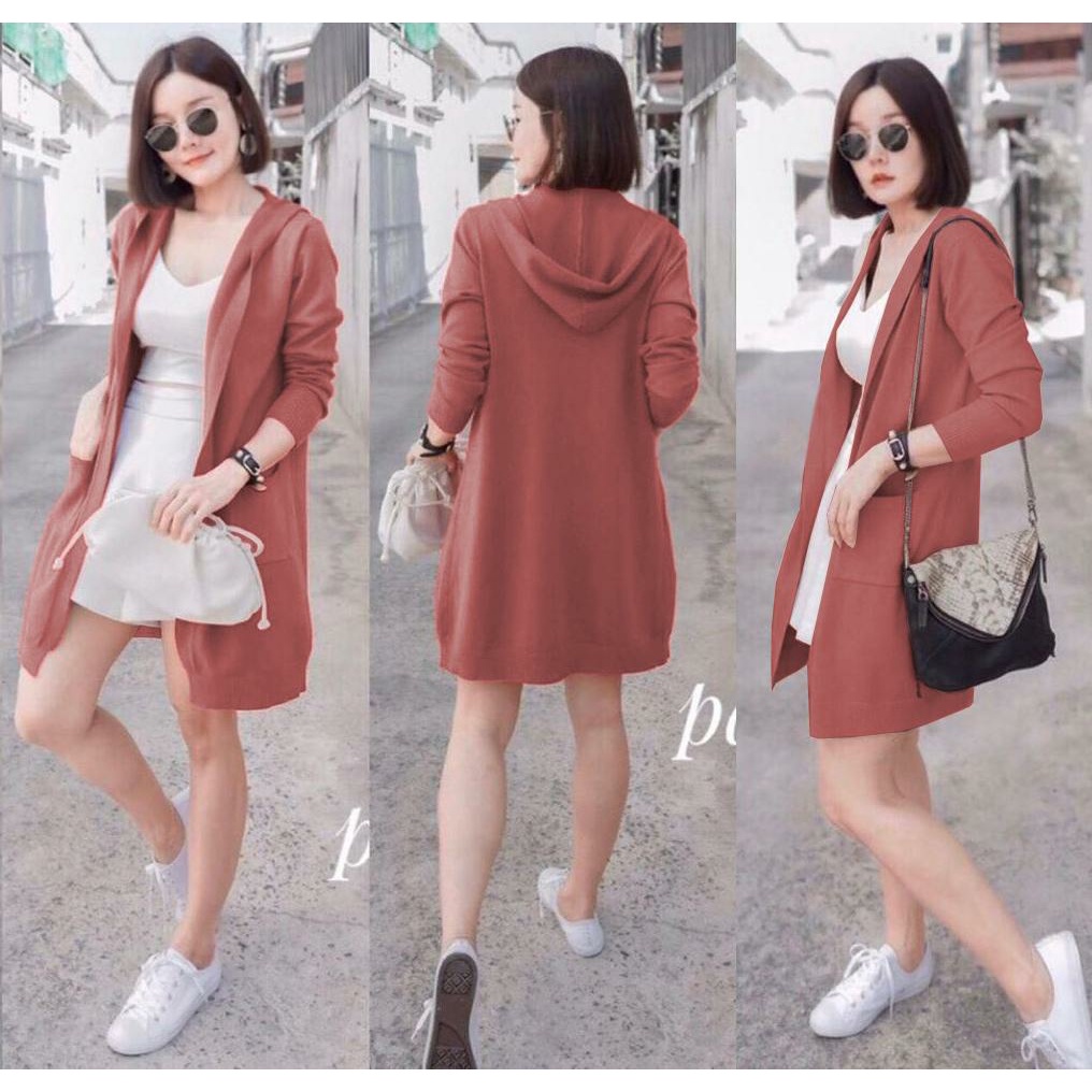 WSE390 - Cardigan Hoodie Rajut Outer Rajut PREMIUM QUALITY LD 100 - 120 CM PJ 80 - 110 CM PREMIUM QUALITY