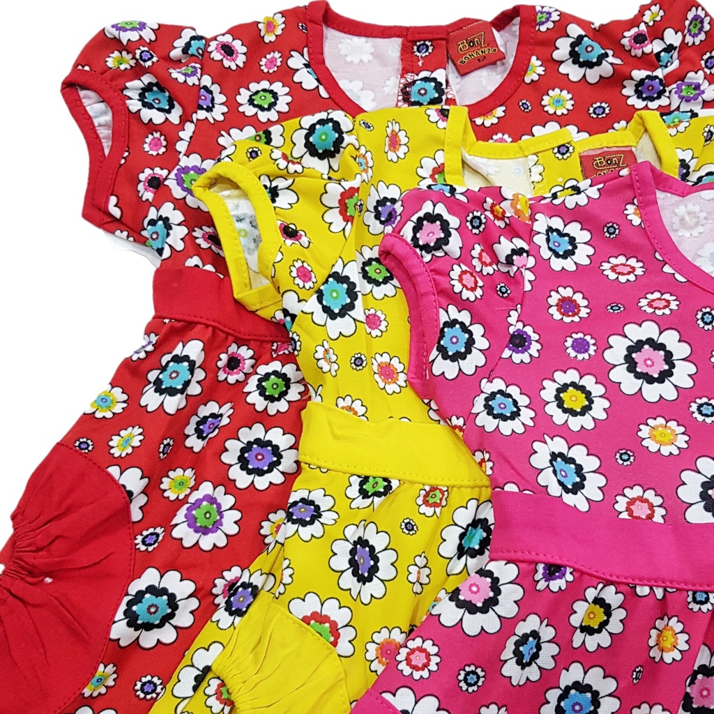 DRESS FASHION ANAK PEREMPUAN BAHAN KAOS MOTIF SMALL FLOWERS 1-5 TAHUN NEW