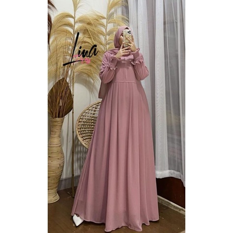 GAMIS/DRESS ORI BY FAJAR COLL LINA DRESS BAHAN CERUTY BEBYDOLL FULL FURING AIGET SUPER