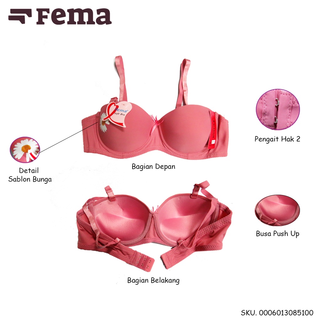 FEMA Official Shop Ecer 1 pcs Bh Bra 8510/8511 Full Cup Push Up Polos Renda Import