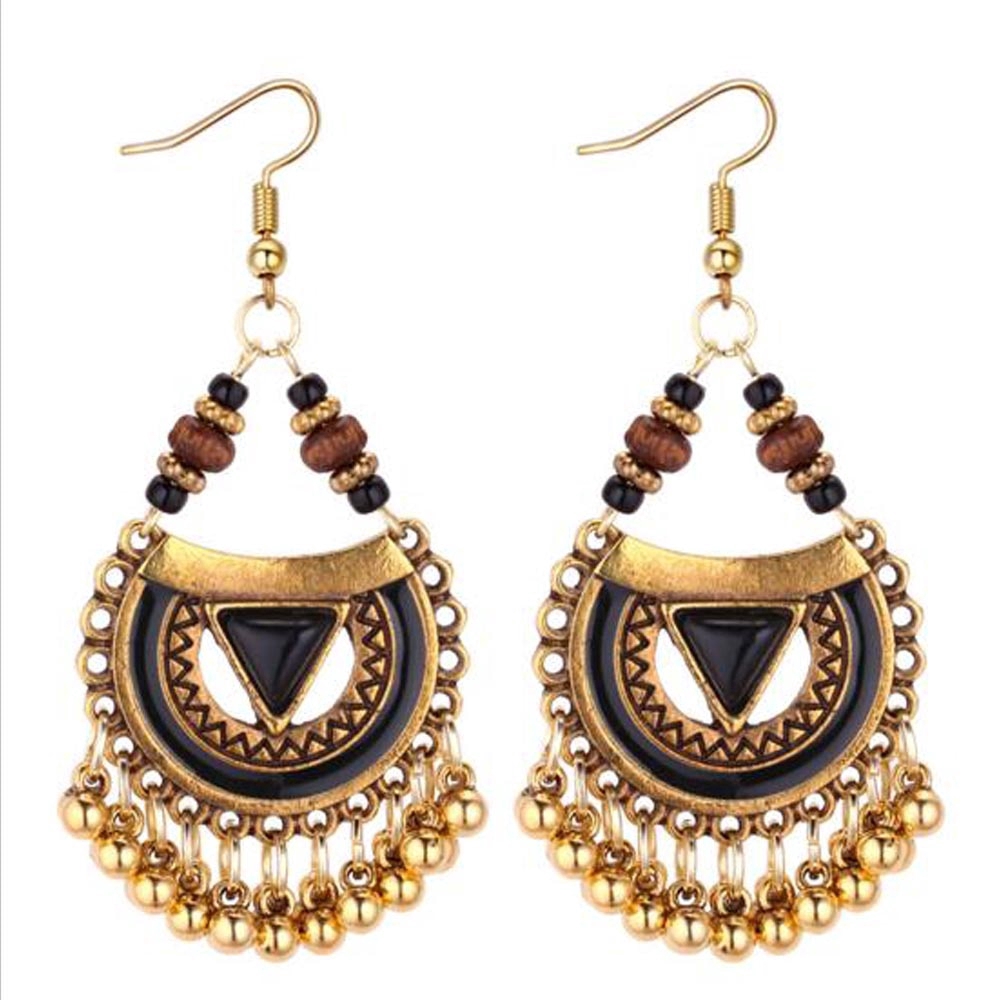 Anting Kait Gantung Desain Lonceng Warna Gold Gaya Indiantribalantiketnikgipsiturki Untuk Wanita