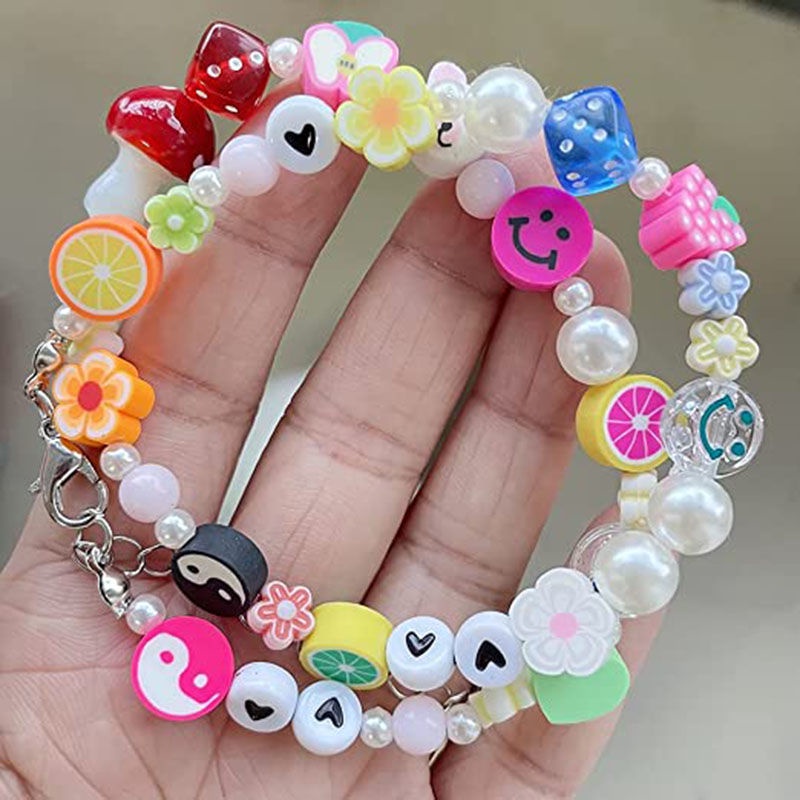 Eropa dan Amerika baru snap jalan buah smiley face tanah liat polimer kalung wanita ins gaya Yin Yan