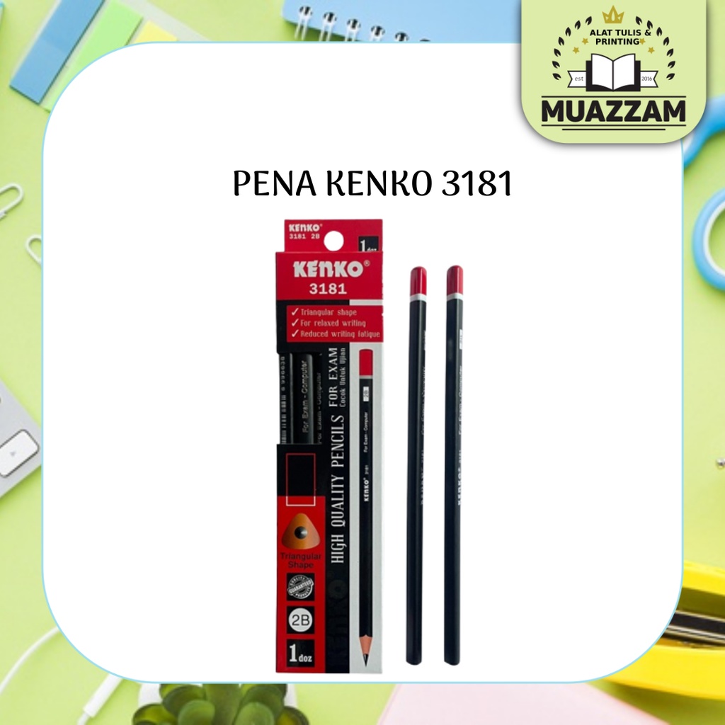 

Kenko Pensil 2B 3181 Segitiga Triangle / HItam Merah