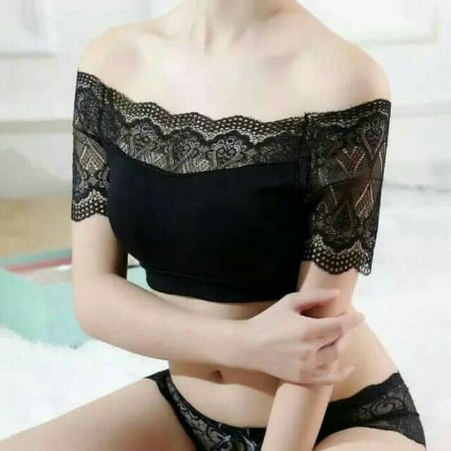 Brukat tanktop / sabrina lace crop top / baju kemben import