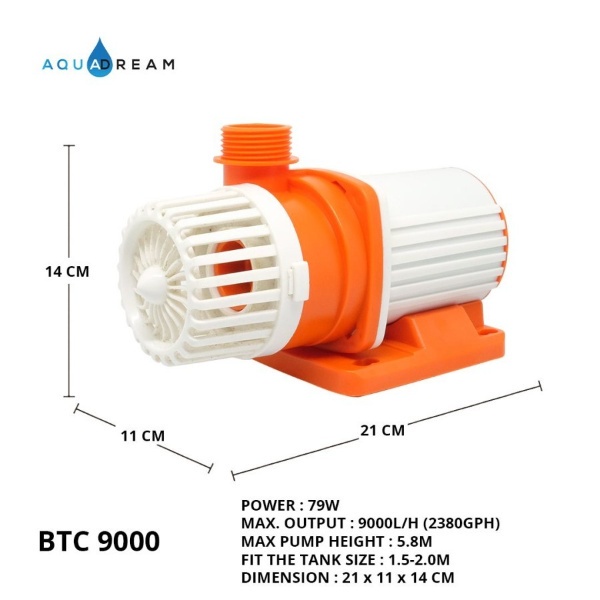 Aquadream BTC-9000 BTC9000 Pompa Filter Celup Aquarium Air Laut Marine