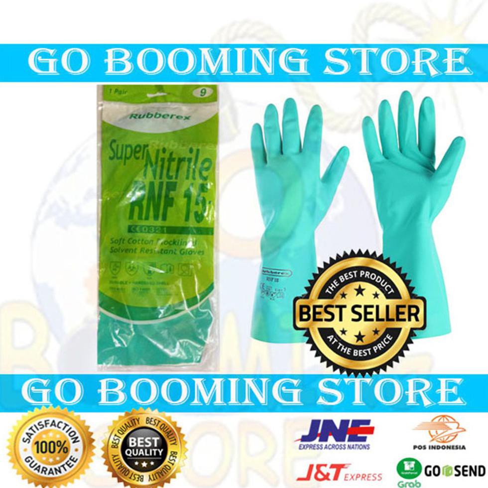 SARUNG TANGAN KARET KIMIA RUBBEREX SUPER NITRILLE RNF 15 - RUBBEREK SUPERNITRILLE RNF15 HIJAU