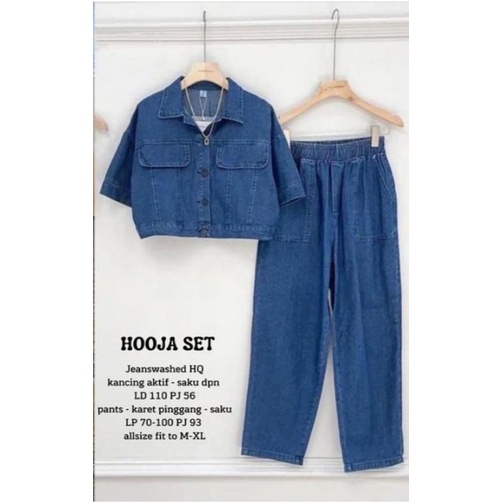 SETELAN JEANS TUNIK + BOYFRIEND JEANS  WANITA TERBARU | HOOJA SET | Outfit Remaja Terbaru Kekinian