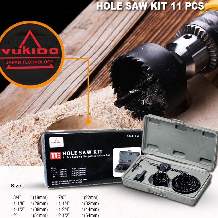 NEW PROMO  Hole Saw Kit Set 11pcs Mata Bor Kayu Kipas PVC Tr Holesaw Hole Saw Kit Set 11pcs Mata BOR