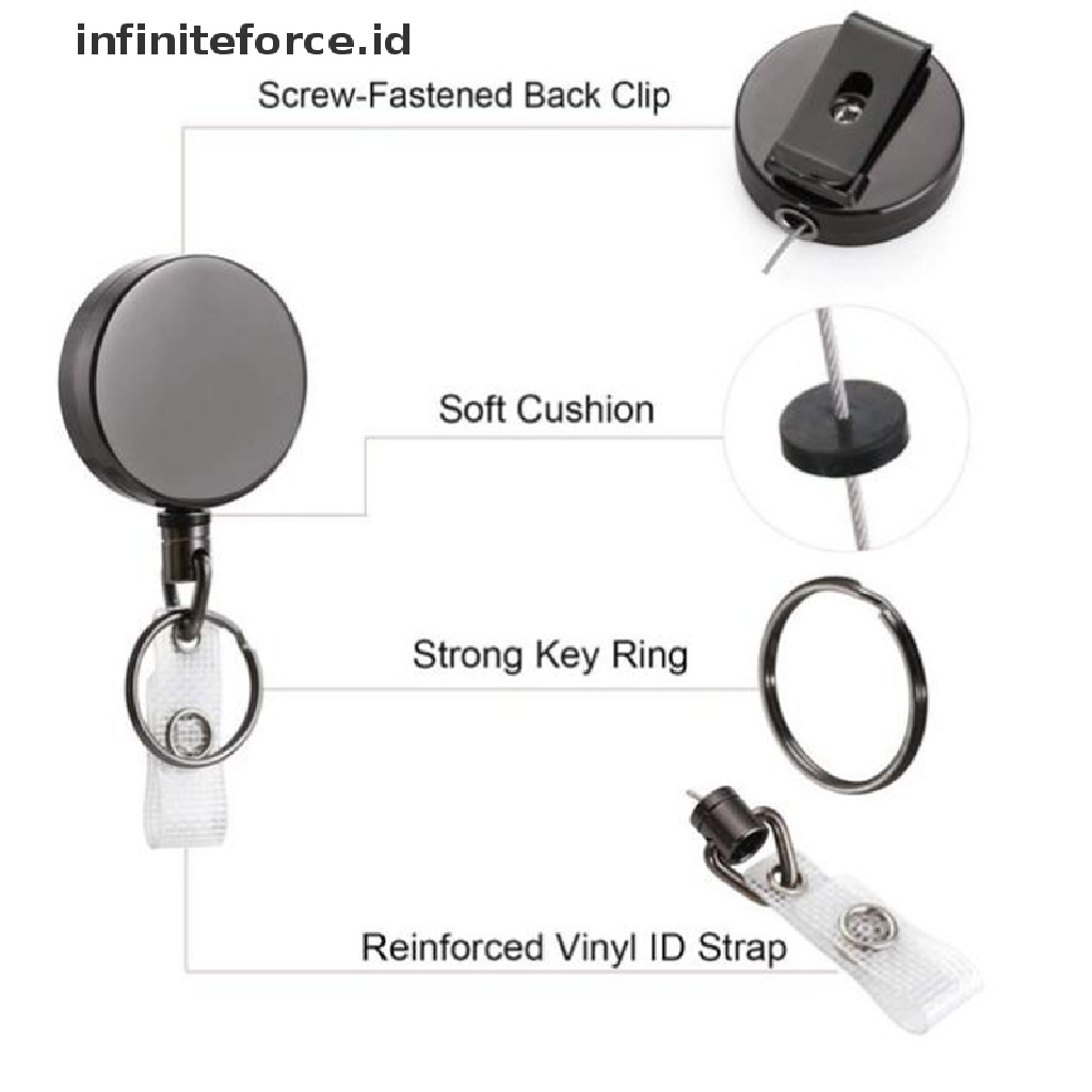 (Infiniteforce.Id) 1pc Badge Reel Metal Retractable Untuk Kartu Nama / Id