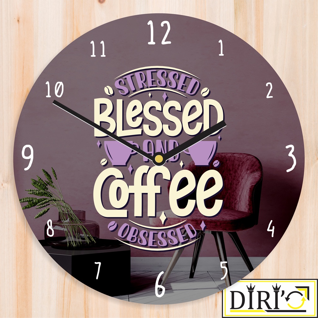 Jam Dinding Kayu Estetik Coffee Quote Dekorasi Ruang Tamu Wall Decor Desain Klasik