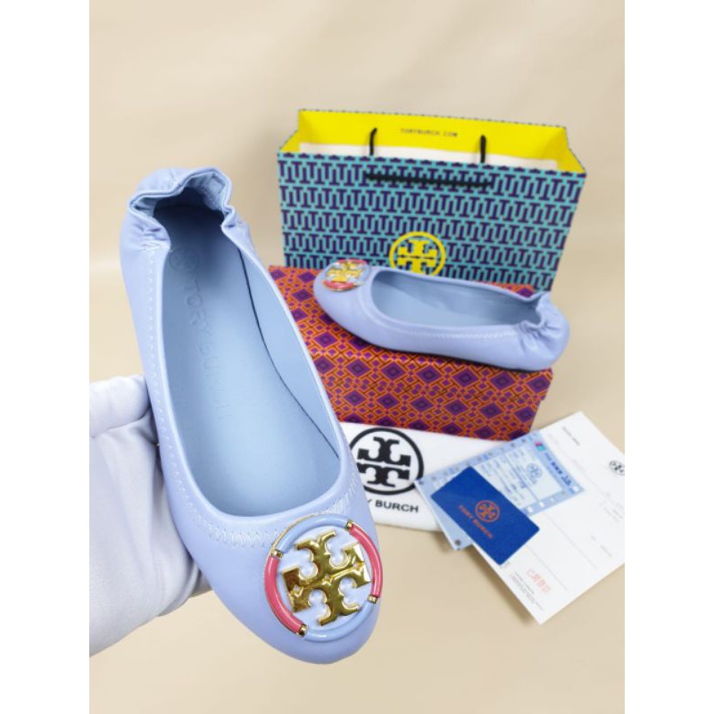 Sepatu Tory Burch YC-1610-1 Minnie Ballet Wiht Logo ORI
