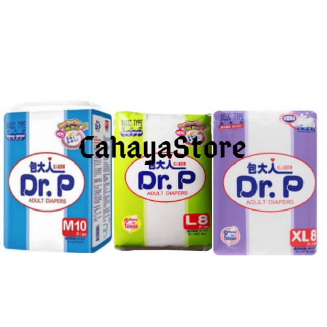 Original Dr.P ADULT DIAPERS BASIC TYPE M10/L8/XL8/Popok Dewasa Perekat Dr.P Adult Diapers Tipe Basic