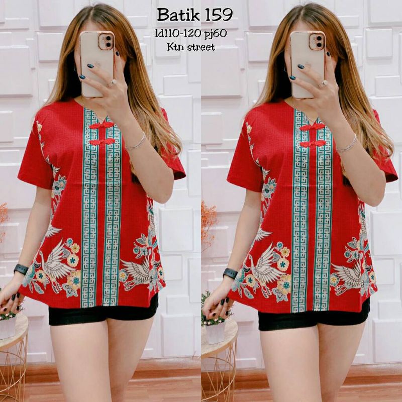 Blouse Fashion Batik Katun Stretch Kancing Shanghai