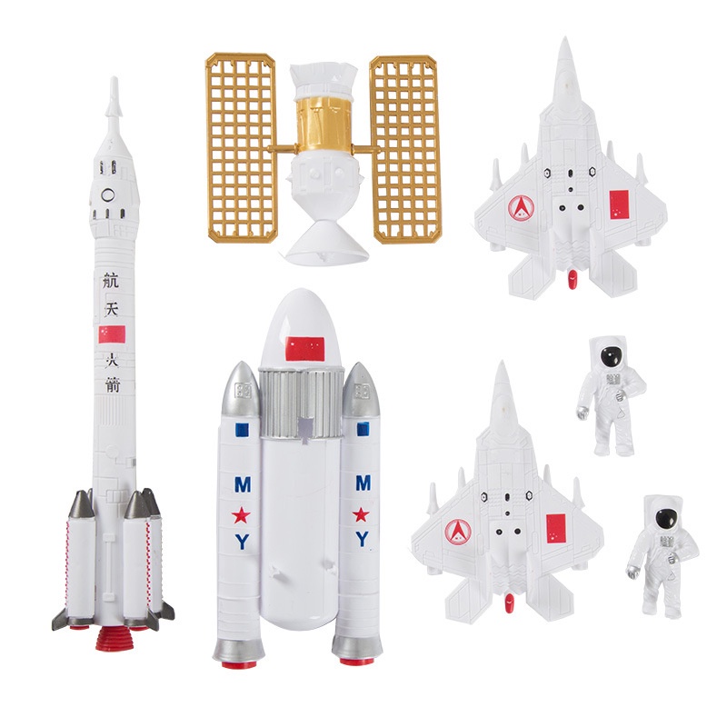 7Pcs/set Airplane Rocket Astronaut Decorating Cake Topper for Kid Birthday Party Decoration