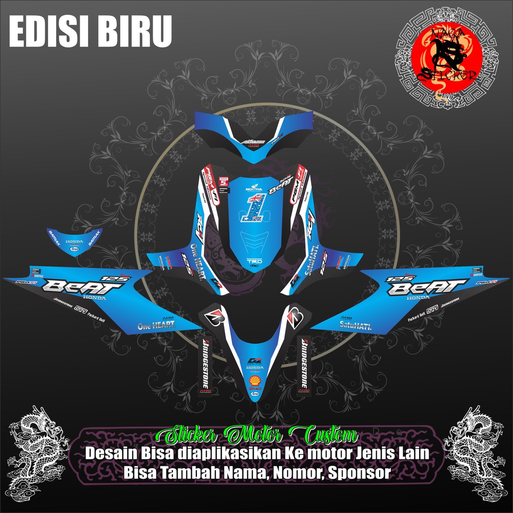 DECAL STICKER HONDA BEAT KARBU DESAIN BIRU