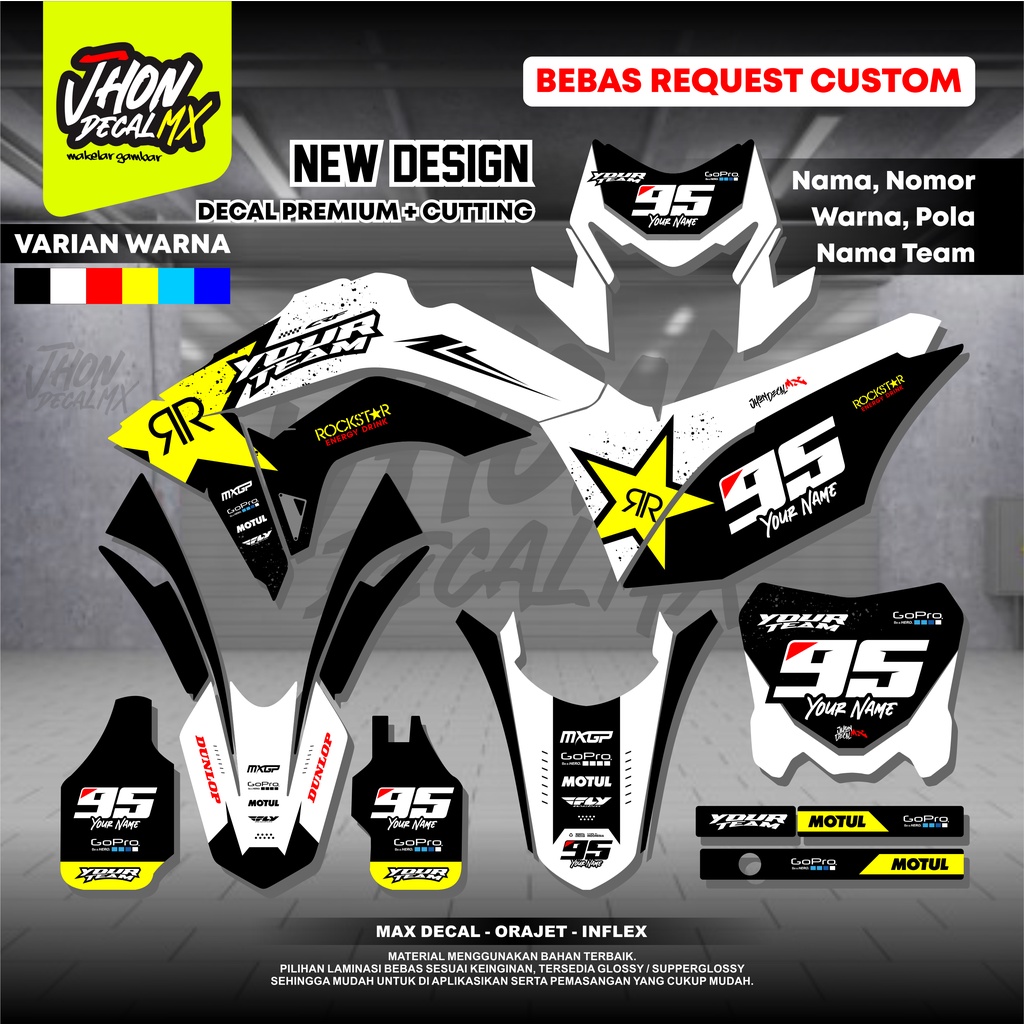 Decal Crf 150 L Full Body Rockstar Stiker Crf By JhonDecal / Decal WR DTRACKER KLX BF