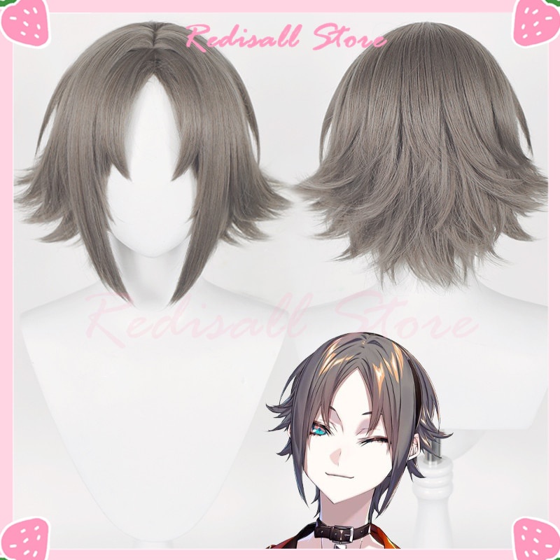 PREORDER VTuber Mysta Rias Cosplay Wig NIJISANJI Luxiem 2022 Short Grey Hair Halloween Synthetic Adu